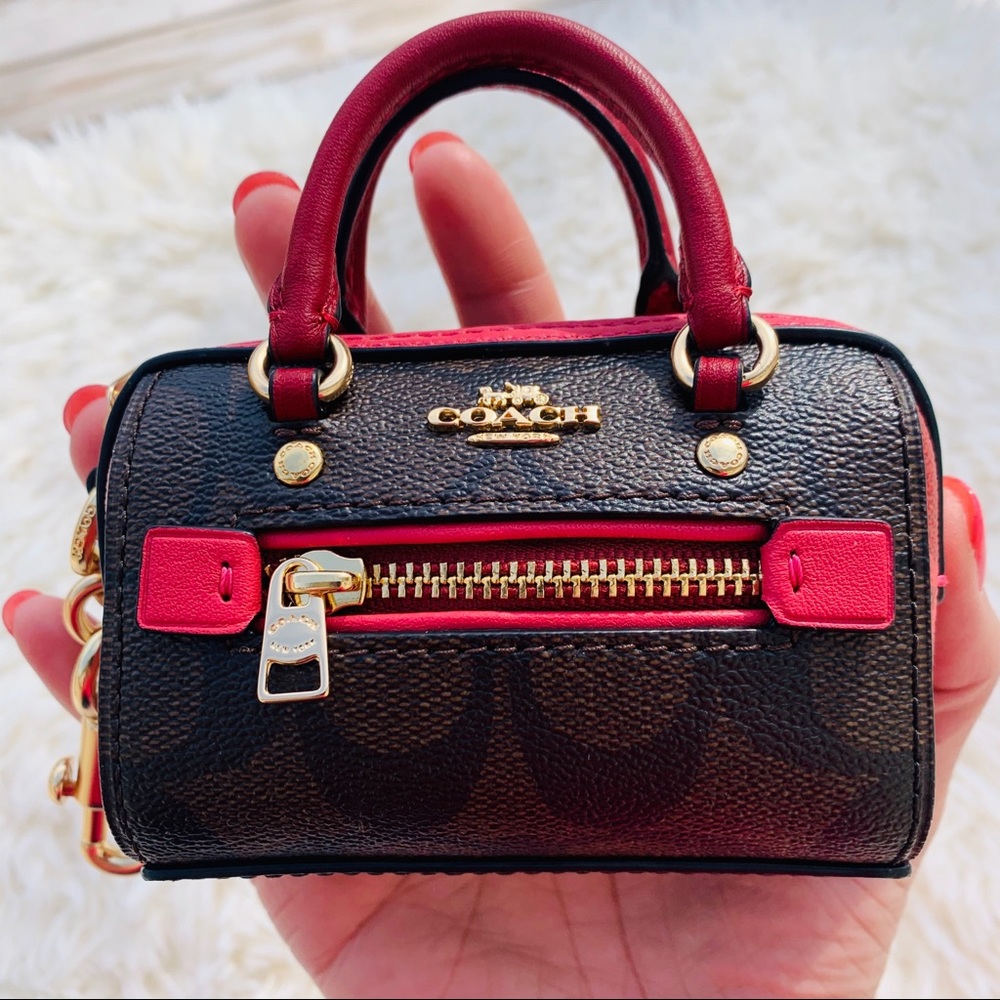 Coach Rowan Coin Case In Blocked Charm Keychain